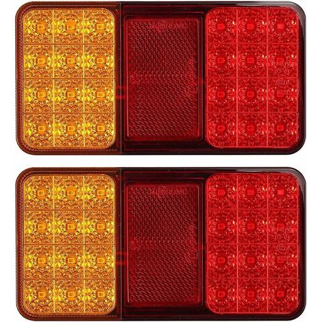 ZVD 2pcs Feux Arrières LED E-Marqué Clignotant de Position Stationnement avec 2x18 LEDs Feu Position LED Étanche Feux de Frein Arrière 12V Universel pour Remorque Véhicule Caravan Camion Tracteur (1/4)