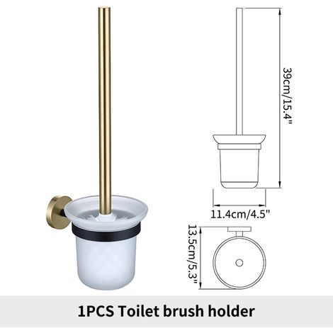 Porte-brosse WC mural avec porte-rouleau de papier toilette, crochet pour peignoir et gobelet en verre. Accessoires de salle de bain. (1/5)
