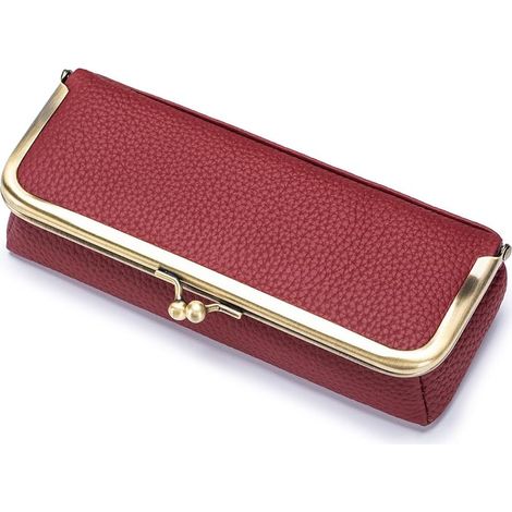 Boîte à Lunettes en Cuir PU,Étui de Lunettes de Coquille Dure,Sac à Crayon Rétro avec Serrure à Baiser,Étui de Lunettes Portable,Boîte de Stockage de Lunettes de Soleil pour Femmes, Hommes