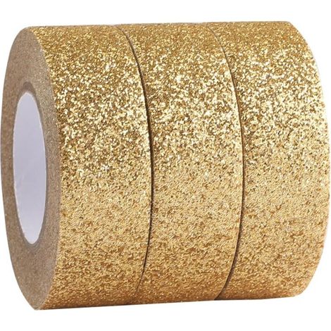 Lot de 3 rouleaux de ruban de masquage pailleté 60 mm x 5 m, ruban de papier washi doré pour travaux manuels, scrapbooking, artisanat et cadeaux. (1/5)