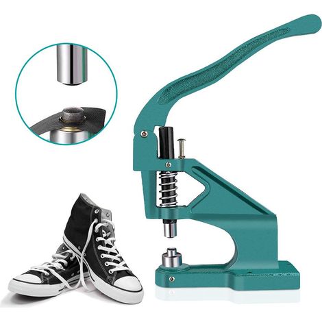 Presse a Oeillets, Machine à œillets à pression manuelle Pince a Rivet avec Ensemble de 3 matrices et 900 œillets de 6/10/12 mm pour cuir ceinture chaussures Pince à œillets (1/5)