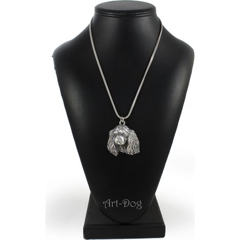 Collana con ciondolo a forma di cane Cavalier King Charles Spaniel I, su catena d'argento, gioiello unico di Art-Dog (1/5)