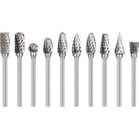 10 Fraises Rotatives Carbure 3mm Double Coupe Sculpture (1/5)