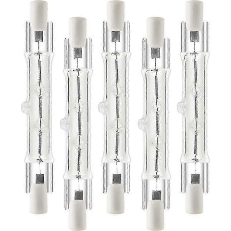 Packung mit 5 linearen Halogenlampen R7S 118 mm 300 W 230 V, dimmbar, für Bauarbeiten (Wo A 2024 Walkbee Walkbee 8670 B). (1/5)