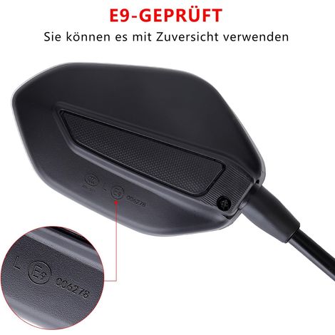 2 pièces Rétroviseur de moto E9-approuvé, Rétroviseur de moto pivotant, Rétroviseur pour scooter M8 Compatible avec scooter, Roller, VTT, Mobylettes, Moto tout terrain (1/4)