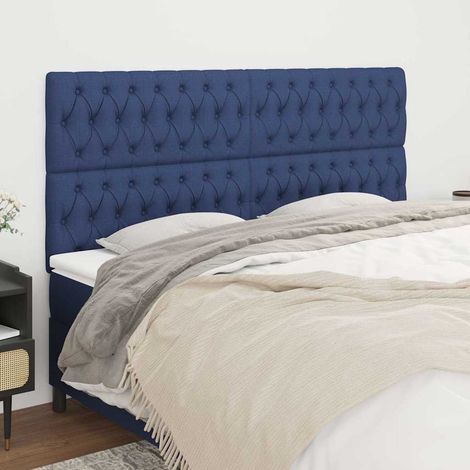 vidaXL Tête de lit Bleu 180x7x118/128 cm Tissu (1/5)