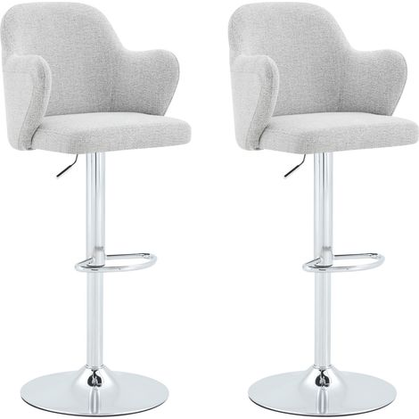 Set di 2 sgabelli da bar regolabili girevoli in tessuto grigio chiaro con braccioli (1/5)