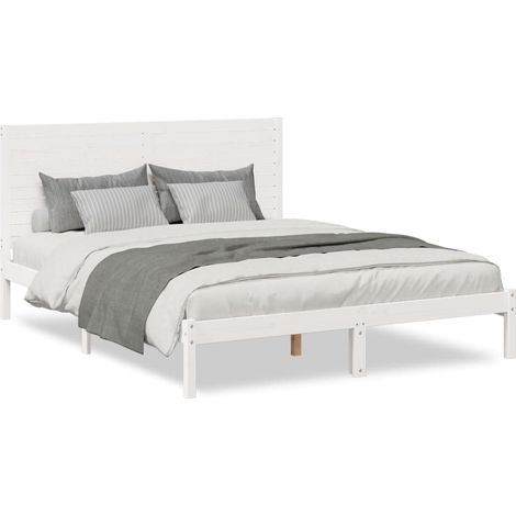 Maison Exclusive - Cama extralarga sin colchón madera maciza blan (1/5)