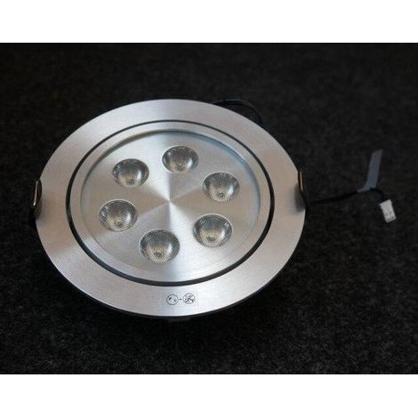 Spot encastré LED 6W Ø 125mm alu brossé orientable 30° 3000K avec alim 230V 38° IP44 (1/2)