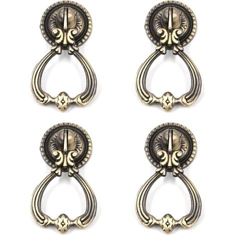 4 Stück tropfenförmige Griffe für Anhänger, antike, dekorative Zinklegierung, Metallbeschläge für Möbel, Schränke, Schubladen, mit Schrauben (3,3 cm L x 6,1 cm B Bronze)
