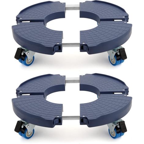 Porte Plante a Roulettes pousser à 360°, Capacité De 200 KG, Support de Pot de Fleur Réglable Ø 40-54cm, Plateau Roulant pour Intérieur à Extérieur, Plante, Poubelle, Paquet de 2, Bleu (1/5)