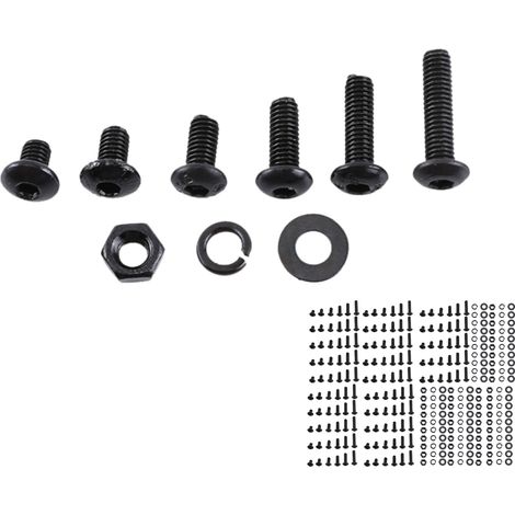 Assortiment de vis, boulons, écrous et rondelles à tête hexagonale M3 (tête bombée) en acier allié noir (1/5)
