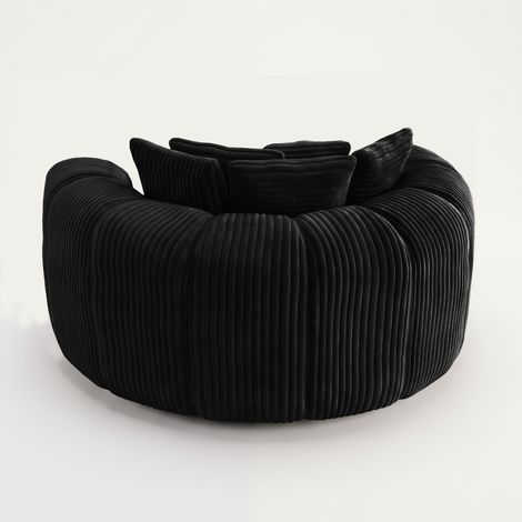 Sillón lounge de cordón con asiento profundo y 5 cojines 145 x 133 x 59 cm negro MODENUIT (1/5)