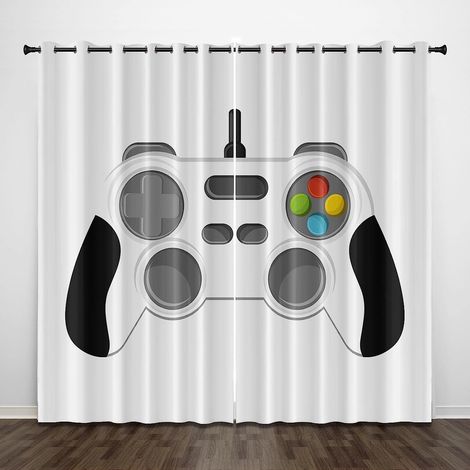 3D Impression Numérique Rideaux en Fibre De Polyester, Console De Jeu Minimaliste Blanche Salon Cuisine Chambre Rideaux Occultants, Rideaux Perforés Ensemble De 220 X 215 Cm (L X H) - Rideaux pour en  (1/5)