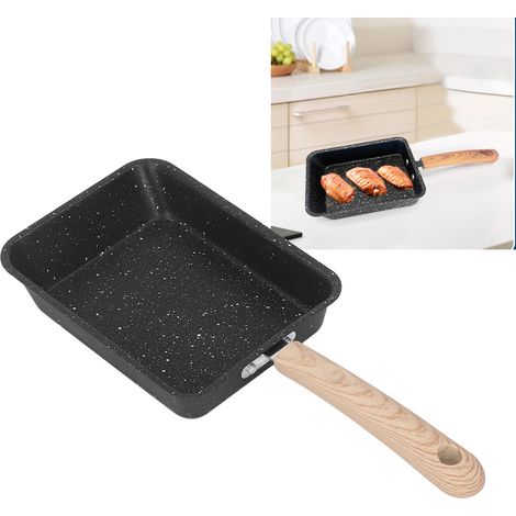 Dicke, flache, quadratische Gusseisenpfanne mit Antihaftbeschichtung, ideal für Tamagoyaki und auch geeignet für Steaks und Frühlingsrollen. (1/5)
