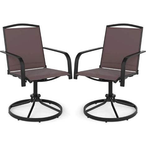 2-teiliges drehbares Terrassenstuhl-Set, schnelltrocknender Stoff, braun