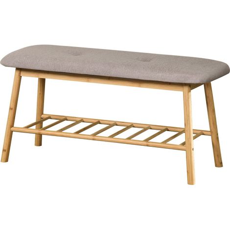 Banc en bambou Montana, Gris, 90 x 34 x 45 cm (1/5)