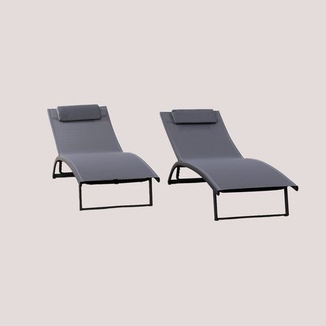 Pacco di 2 lettini prendisole reclinabili in alluminio con cuscino Dulem SKLUM            