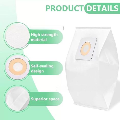 Compatible with Bissell Style 7 dust bag series, 10 non-woven filter dust bags for Bissell vacuum cleaners. (1/5)