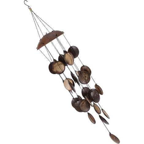 Carillon Éolien Créatif en Coquilles De Noix Marron pour Décoration Suspendue D’intérieur, Accessoire Naturel Artisanal, Mélodie Apaisante, Présent Original Écologique (1/5)