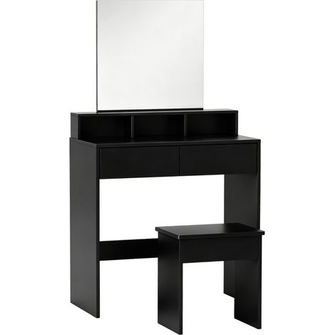 Avson Coiffeuse avec miroir et tabouret noir (1/5)