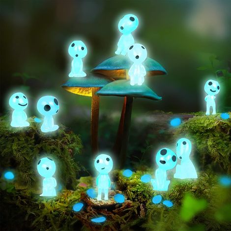 10 Stück Prinzessin Mononoke-Figur, leuchtende Baumelfen, Baumfiguren, Mini-Gartendekoration für drinnen und draußen, Zuhause, Terrasse, im Freien (1/5)