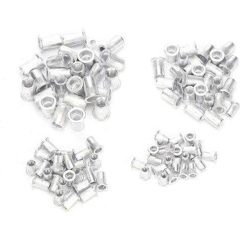 100-teiliges Set Blindnietmuttern aus Aluminium, M4/M5/M6/M8, Hardware-Zubehör