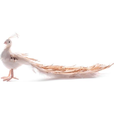 Dekoration MagicHome Weihnachten, Pfau, golden, flaumig, 34x12x15 cm (1/3)