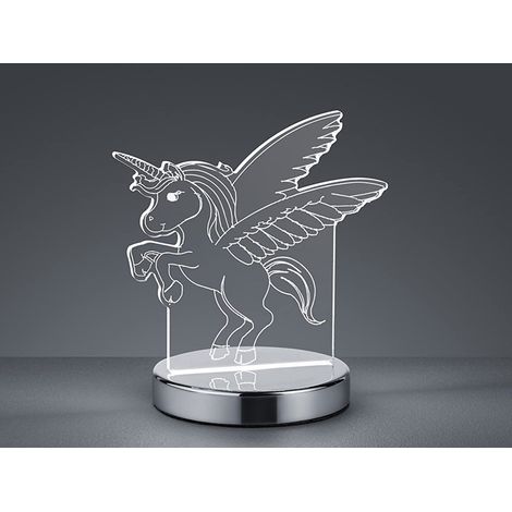 LED Tischleuchte KARO Einhorn 3D Optik, Lichtfarbe einstellbar, Höhe 17cm (1/5)
