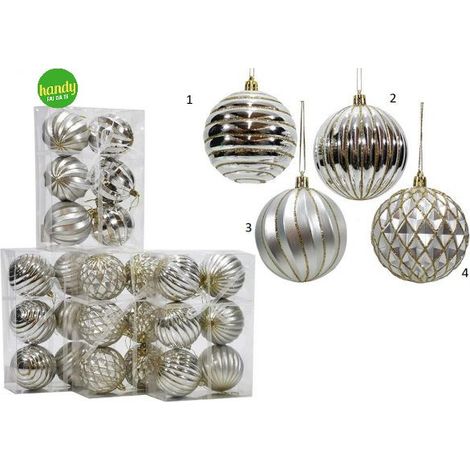 Set 6 sfere natalizie general trade Ø8cm silver