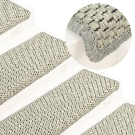 15 pcs Tapis d'escalier autocollants, Tapis de marches, Marchettes D'escalier 65x21x4 cm Gris MKS53642 (1/5)