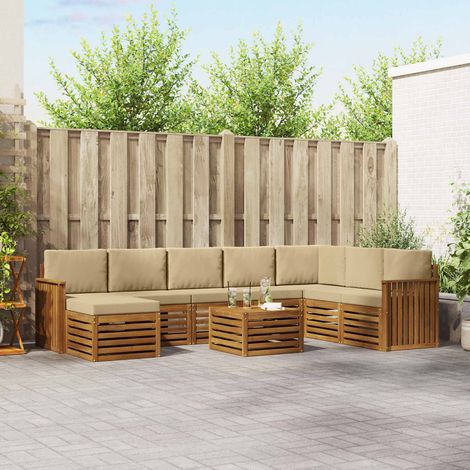 vidaXL Outdoor-Sofagarnitur 9 pcs Natur und Beige Massivholz Akazie (1/5)