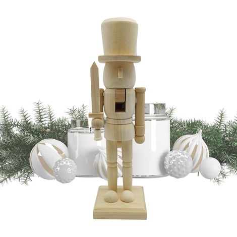 Figurines De Casse Noisette De Noël - Sculpture en Bois Non Peinte - Sculpture Traditionnelle en Bois De Casse-Noisette pour Salle De Bain Cheminée Étagère D'Exposition Thanksgiving Salon (1/5)