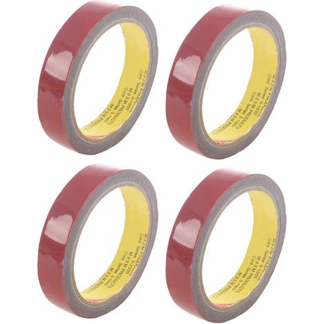Rolle mit extrem starkem und permanentem doppelseitigem Schaumstoffklebeband (4 Rollen) für Fahrzeuge, rot, 20 mm x 3 Meter (1/5)