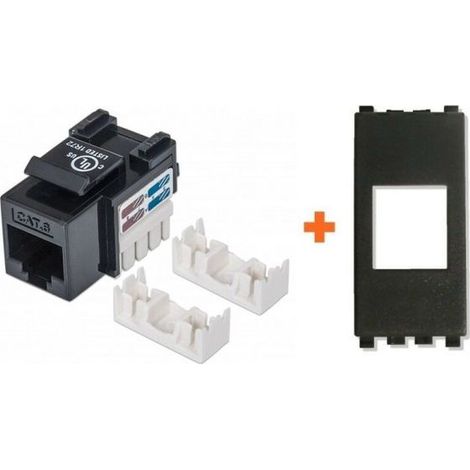 Intellinet presa rete cat.6 utp RJ45 schermata compatibile Vimar Arke nera