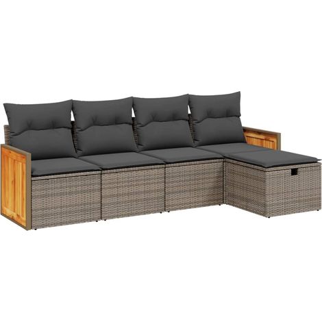 Maison Exclusive - 5-tlg. Garten-Sofagarnitur mit Kissen Grau Pol