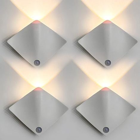 4er-Pack kabellose Wandleuchten mit Bewegungssensor, magnetische LED-Wandleuchten, wiederaufladbare dekorative Nachtlichter, weiß. (1/5)