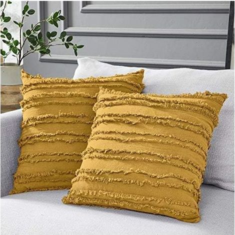 Fodere per cuscini da divano letto, in cotone decorativo, 45 x 45 cm, set da 2, colore giallo. (1/3)