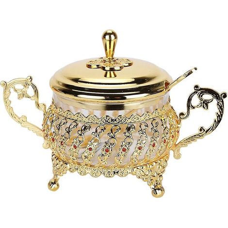 Accessoires de cuisine : pot à épices en verre et alliage, bol à café/sucre avec cuillère, boîte à épices, sel et poivre. (1/3)