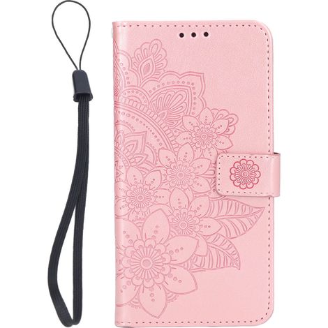 Housse téléphone Galaxy S22 Plus rose doré, étui portefeuille multifonction avec fentes pour cartes et support rétractable, coque flip pratique. (1/5)