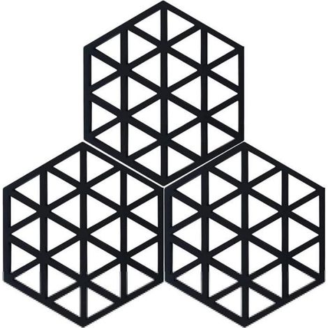 Dessous De Plat - Silicone Sans BPA - Résistant -40 °C À 300 °C - Design Hexagonal 8 X 16 Cm - Lot De 3 (1/4)
