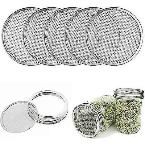 5er-Pack Keimdeckel aus Edelstahl, 86 mm Keimglas-Siebdeckel, für Einmachgläser mit weiter Öffnung