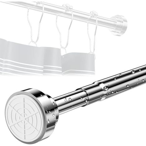Tringle de douche extensible (55-85 cm), barre inox réglable sans perçage, polyvalente pour salle de bain, cuisine ou penderie (1/5)