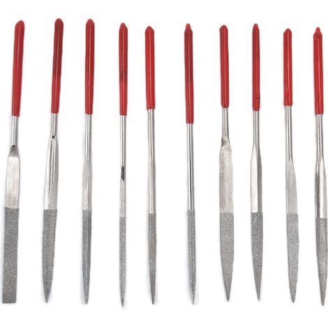 Set di 10 lime ad ago – 4 x 160 mm – quadrate/rotonde – per gioiellieri/vetro/metallo/legno
