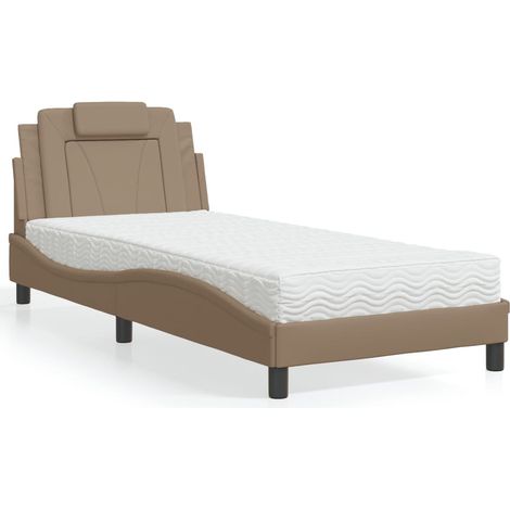 Cama Viana con colchón cuero sintético capuchino 80x200 cm vidaXL (1/5)