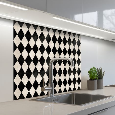 REVETEMENT MURAL DE CUISINE, CRÉDENCE DE CUISINE Classique - Motif - Noir 80x80 (1/5)
