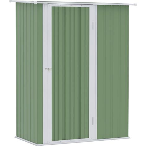 Abri de jardin/remise à outils avec porte, extérieur, acier, vert, 142 x 84 x 189 cm, sur place (1/5)