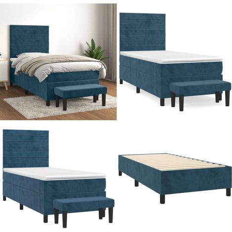 Boxspringbett mit Matratze Dunkelblau 90x190 cm Samt - Samtbett - Boxspringbett - Doppelbett - Bettauflage - Nachttisch - Home & Living (1/5)