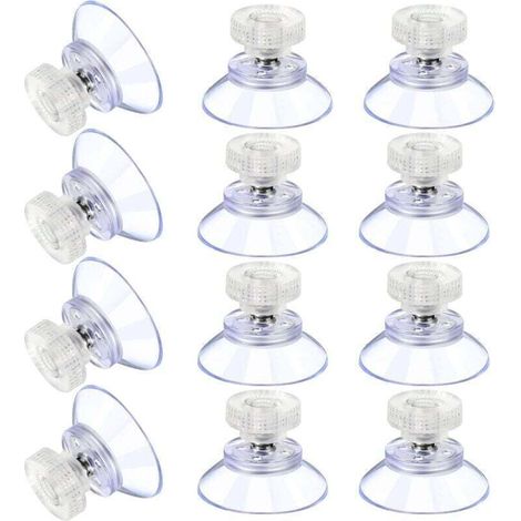 12 Grandes Ventouses Ventouses en Plastique Ventouse Anti-Collision Transparente en Caoutchouc Vis Écrou en Métal Ventouse Solide en PVC Transparent Remplacement avec Écrou de Vis (25M5-6) (1/4)