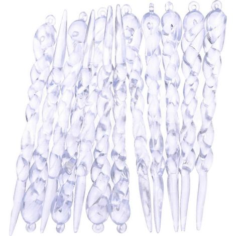 24 Acryl-Weihnachtsanhänger in Eiszapfenform, Weihnachtsbaumschmuck-13X1X1cm-transparent (1/3)